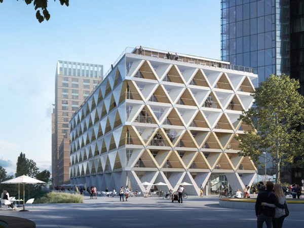 Im Düsseldorfer Medienhafen realisieren HPP Architekten gemeinsam mit der INTERBODEN Gruppe „The Cradle“, das erste Holzhybrid-Bürogebäude der Stadt.